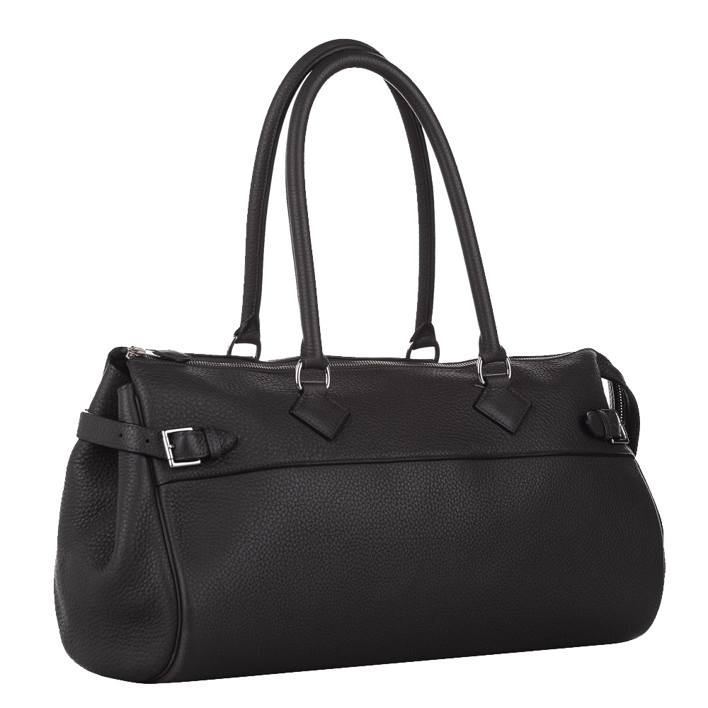 

Hermes Black Clemence Leather Atlas 42 Bag