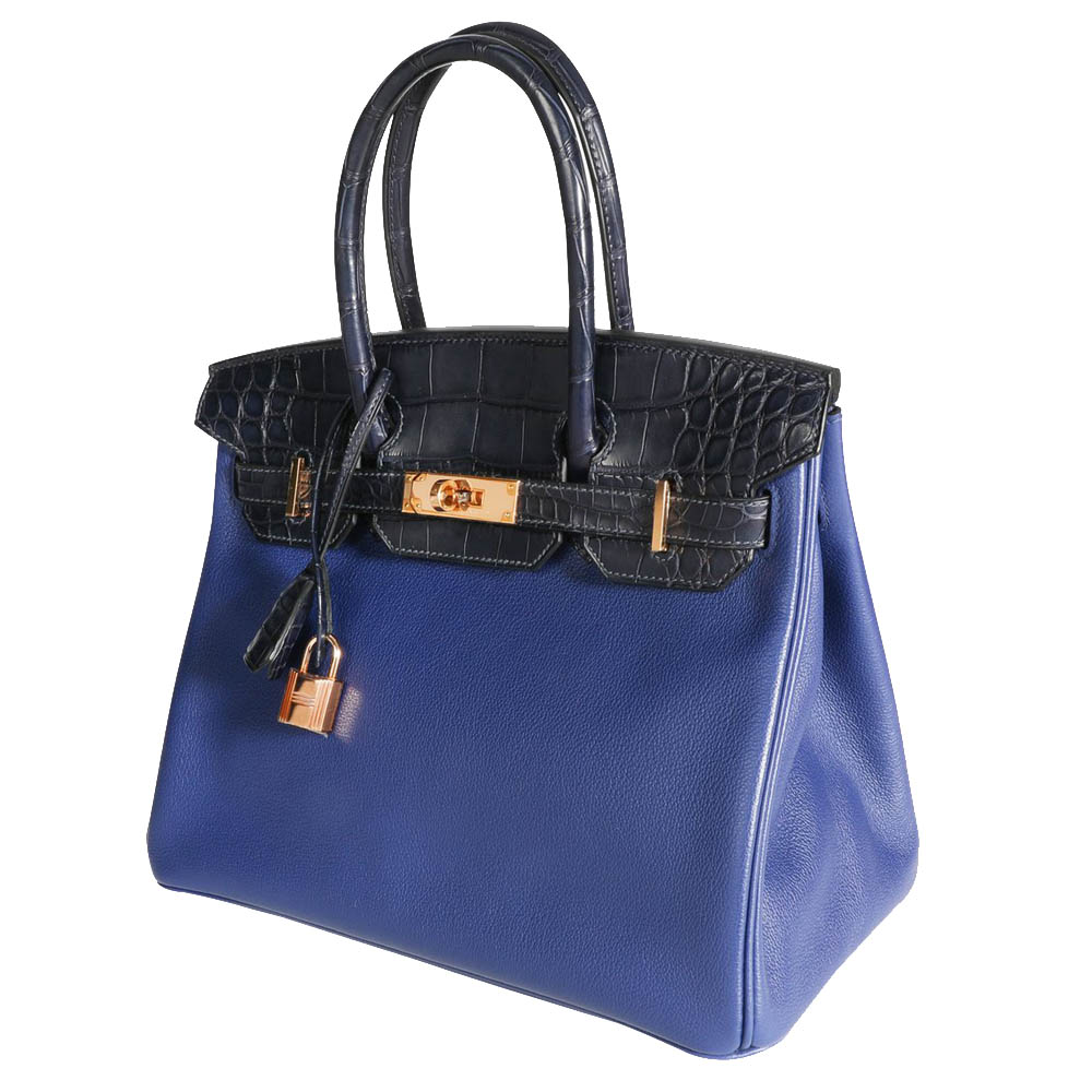 

Hermes Blue Marine Alligator Gold Hardware Novillo Birkin 30 Bag