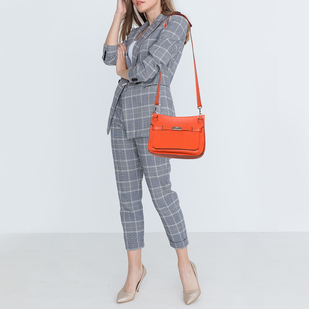 

Hermes Orange Poppy Swift Leather Palladium Hardware Jypsiere 28 Bag