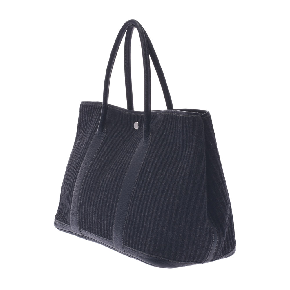

Hermes Black Canvas Garden Party Tote Bag