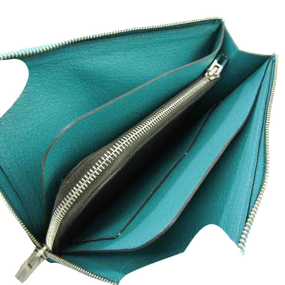 

Hermes Green/Blue Epsom Leather Wallet