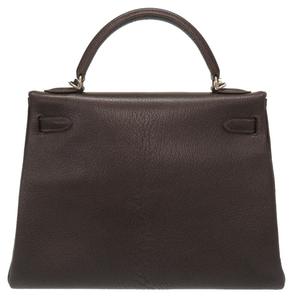 

Hermes Brown Chevre Leather Palladium Hardware Kelly 32 Bag