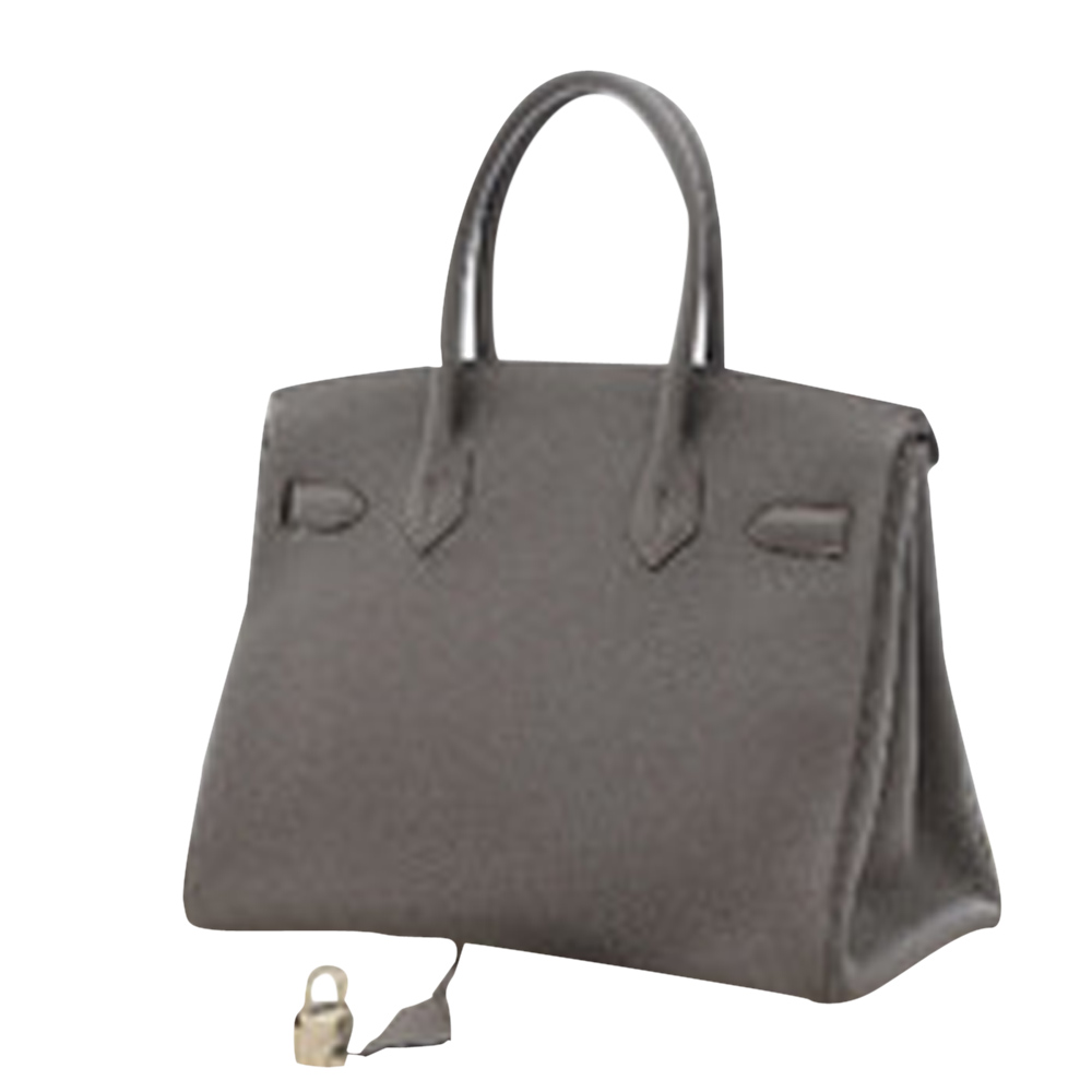 

Hermes Grey Leather Togo Birkin 30 Bag