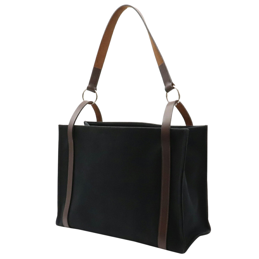 

Hermes Black/Brown Canvas Leather Tote Bag