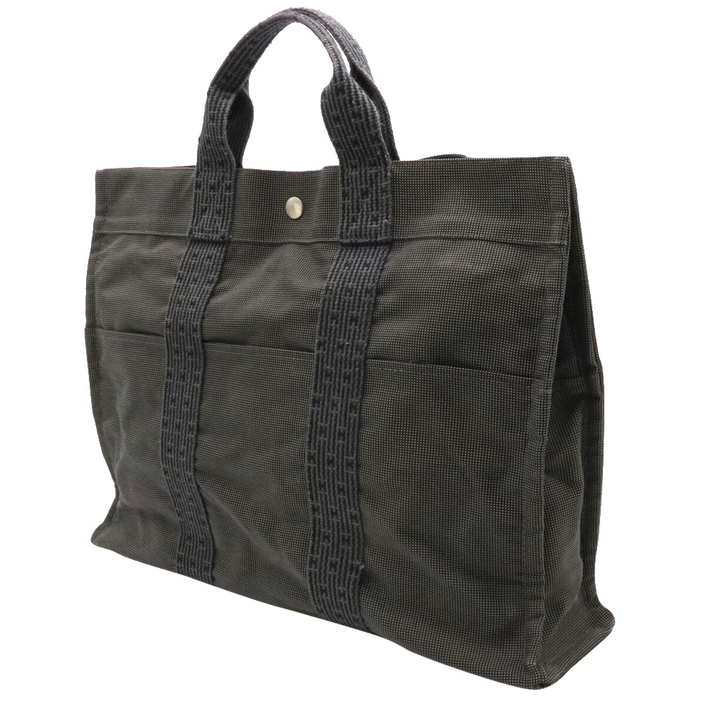 

Hermes Black Canvas Herline Tote Bag