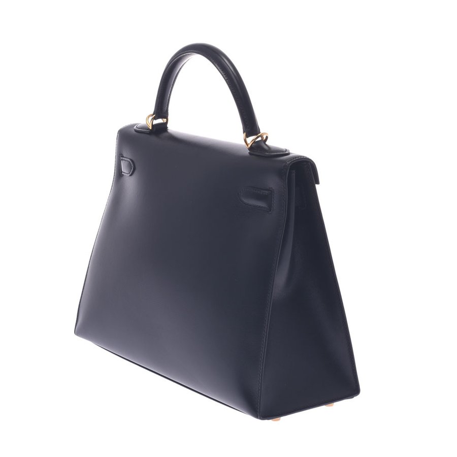 

Hermes Black Box Leather Gold Hardware Kelly 32 Bag