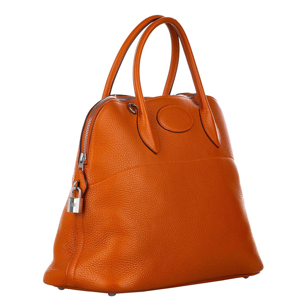 

Hermes Orange Clemence Leather Bolide 35 Bag