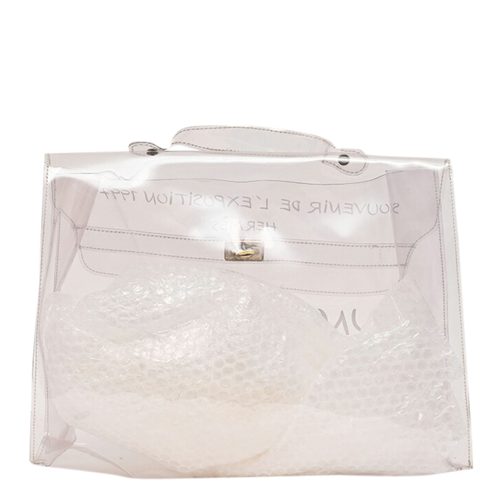 

Hermes Metallic White Vinyl Kelly Tote Bag