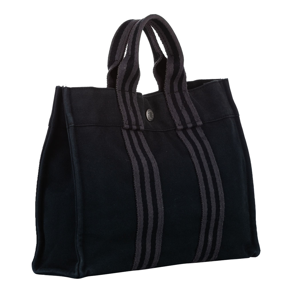 

Hermes Navy Blue Canvas Fourre Tout Tote Bag