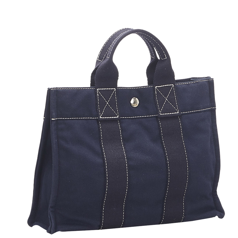 

Hermes Blue Canvas Fourre Tout Tote Bag