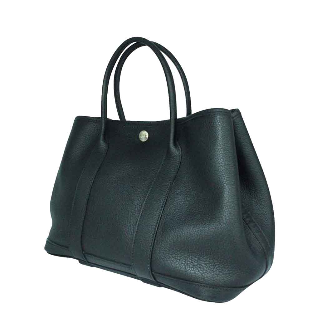 

Hermes Black Leather Garden Party TPM Bag