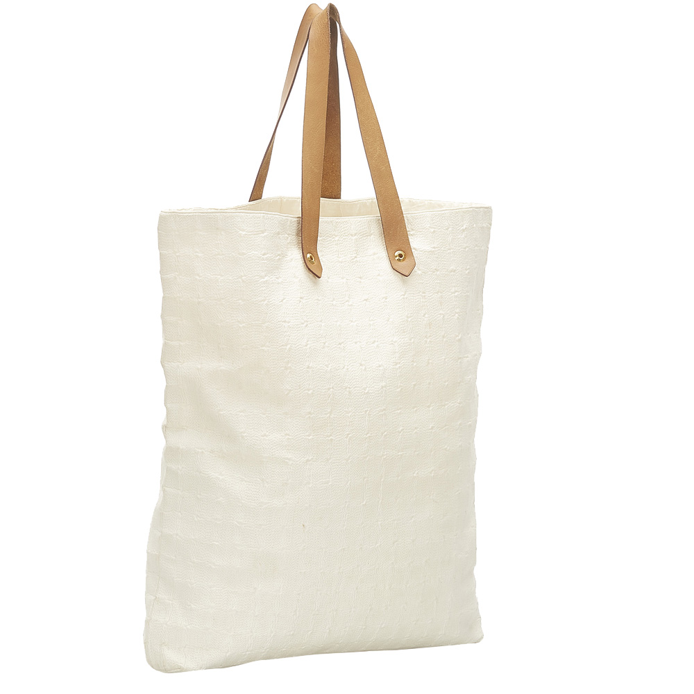 

Hermes White/Ivory Canvas Ahmedabad Tote Bag, Brown