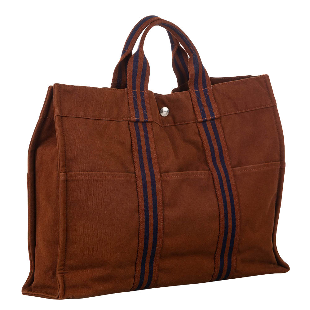 

Hermes Brown Canvas Fourre Tout Tote Bag, Blue