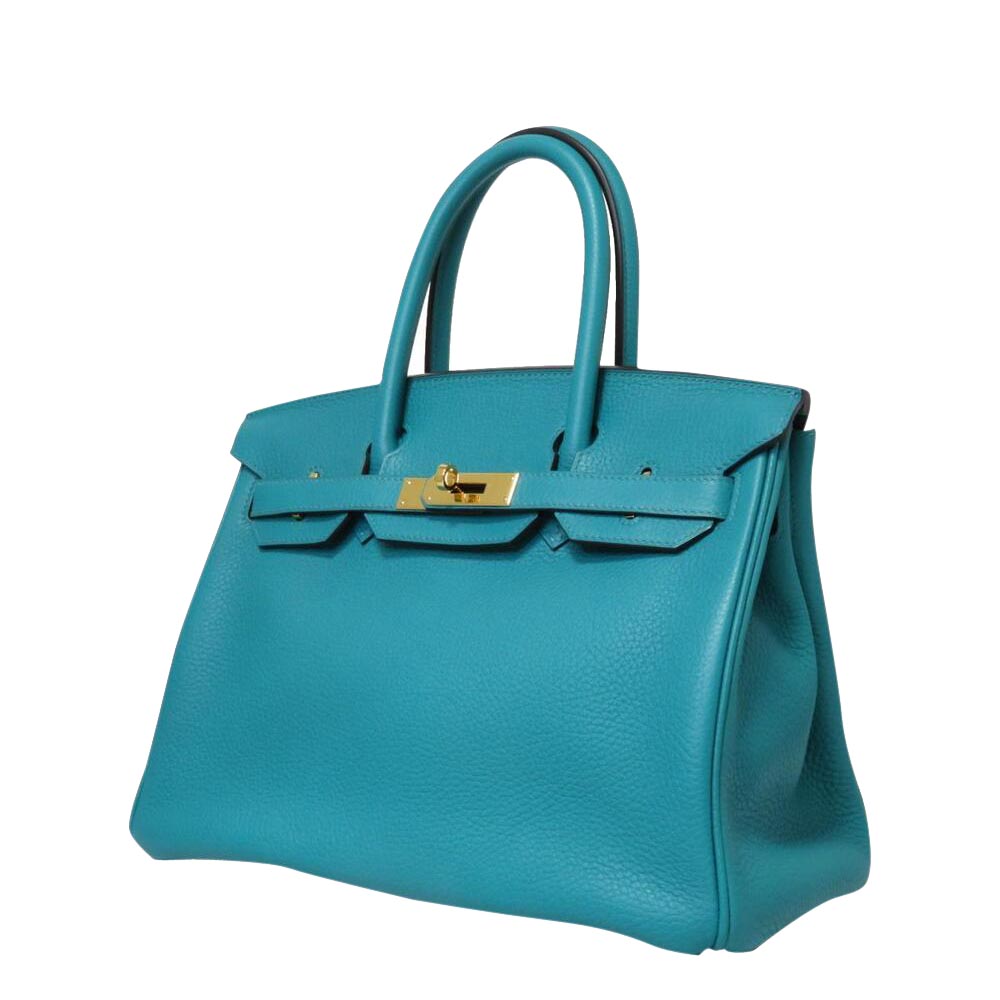 

Hermes Blue Clemence Leather Gold Hardware Birkin 30 Bag