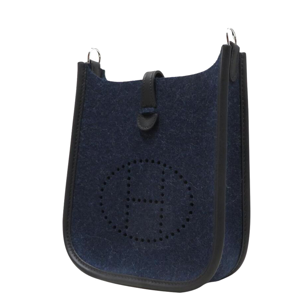 

Hermes Black/Blue Felt Leather Evelyne TPM Shoulder Bag