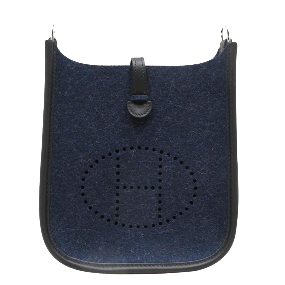 Click to view more detailed imagery on our partner's website Pre-owned Hermes Black/blue Felt Leather Evelyne Tpm Shoulder Bag