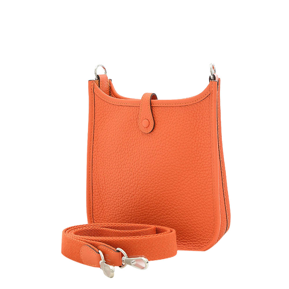 

Hermes Orange Clemence Leather Evelyne TPM Bag