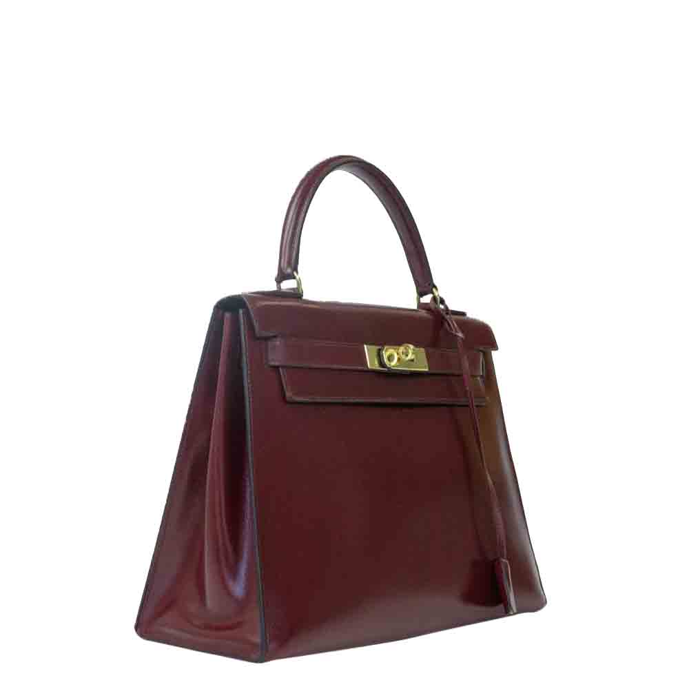 

Hermes Burgundy Leather Gold Hardware Kelly Bag