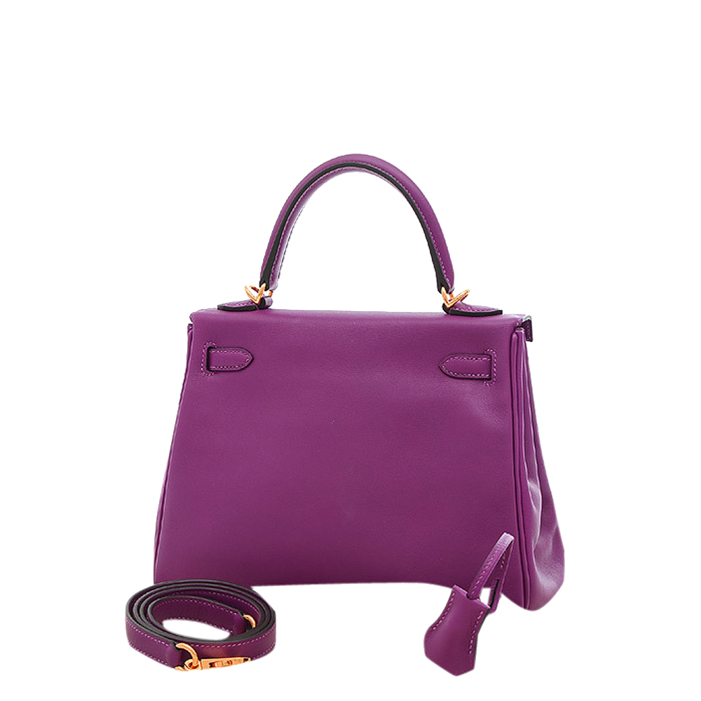 

Hermes Purple Swift Leather Gold Hardware Kelly 25 Bag