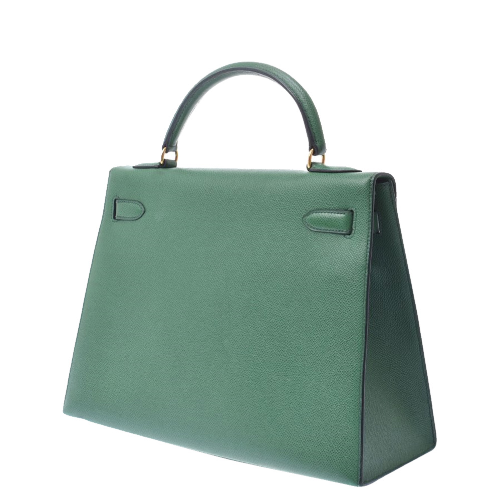 

Hermes Green Leather Gold Hardware Kelly 32 Bag