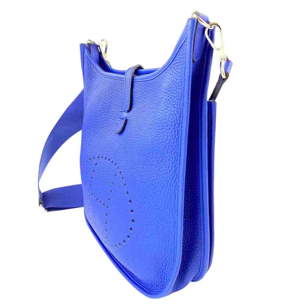 

Hermes Blue Clemence Leather Evelyne Shoulder Bag