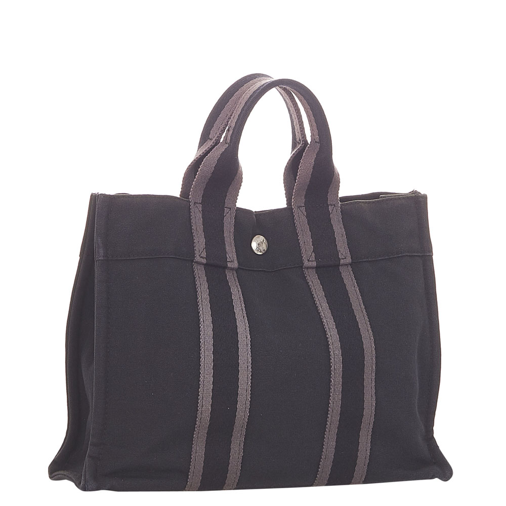

Hermes Black Canvas Fourre Tout Clutch Bag