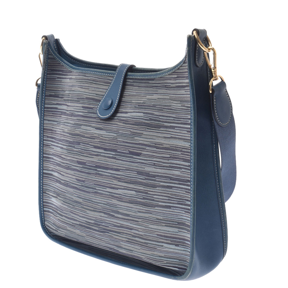 

Hermes Blue Leather Evelyne PM Shoulder Bag, Multicolor