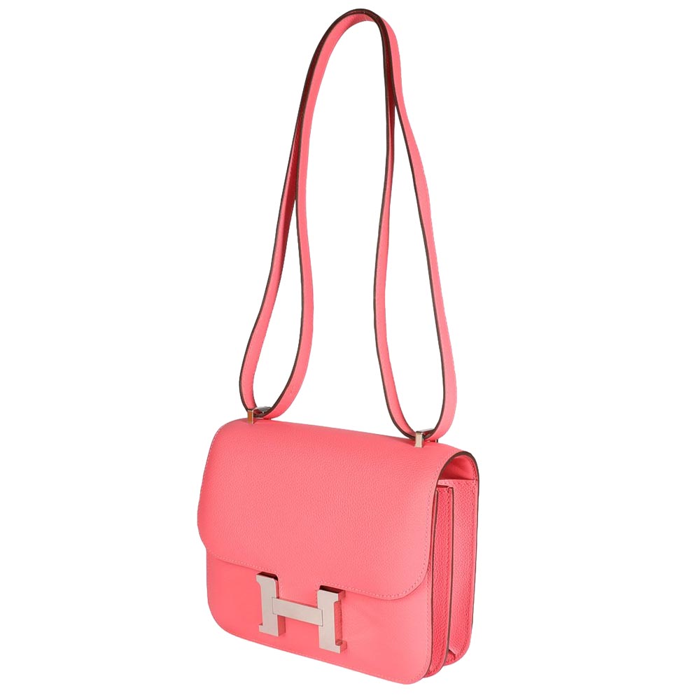 

Hermes Rose Azalee Leather Evercolor Constance 18 Bag, Pink