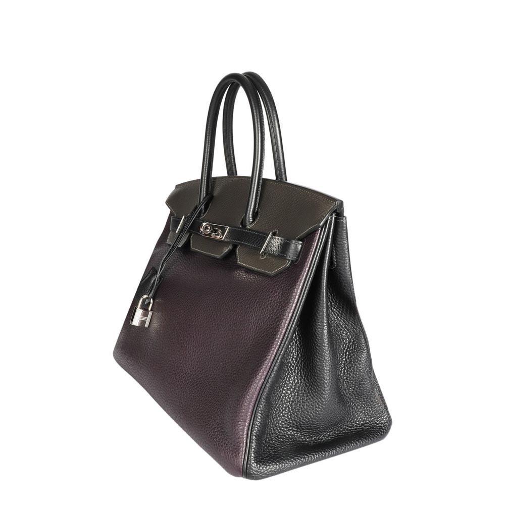 

Hermes Tricolor Togo Leather Palladium Hardware Birkin 35 Bag, Multicolor