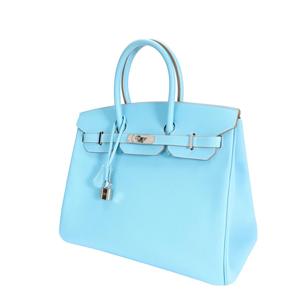 

Hermes Celeste/Blue Epsom Leather Palladium Hardware Candy Limited Edition Birkin 35 Bag