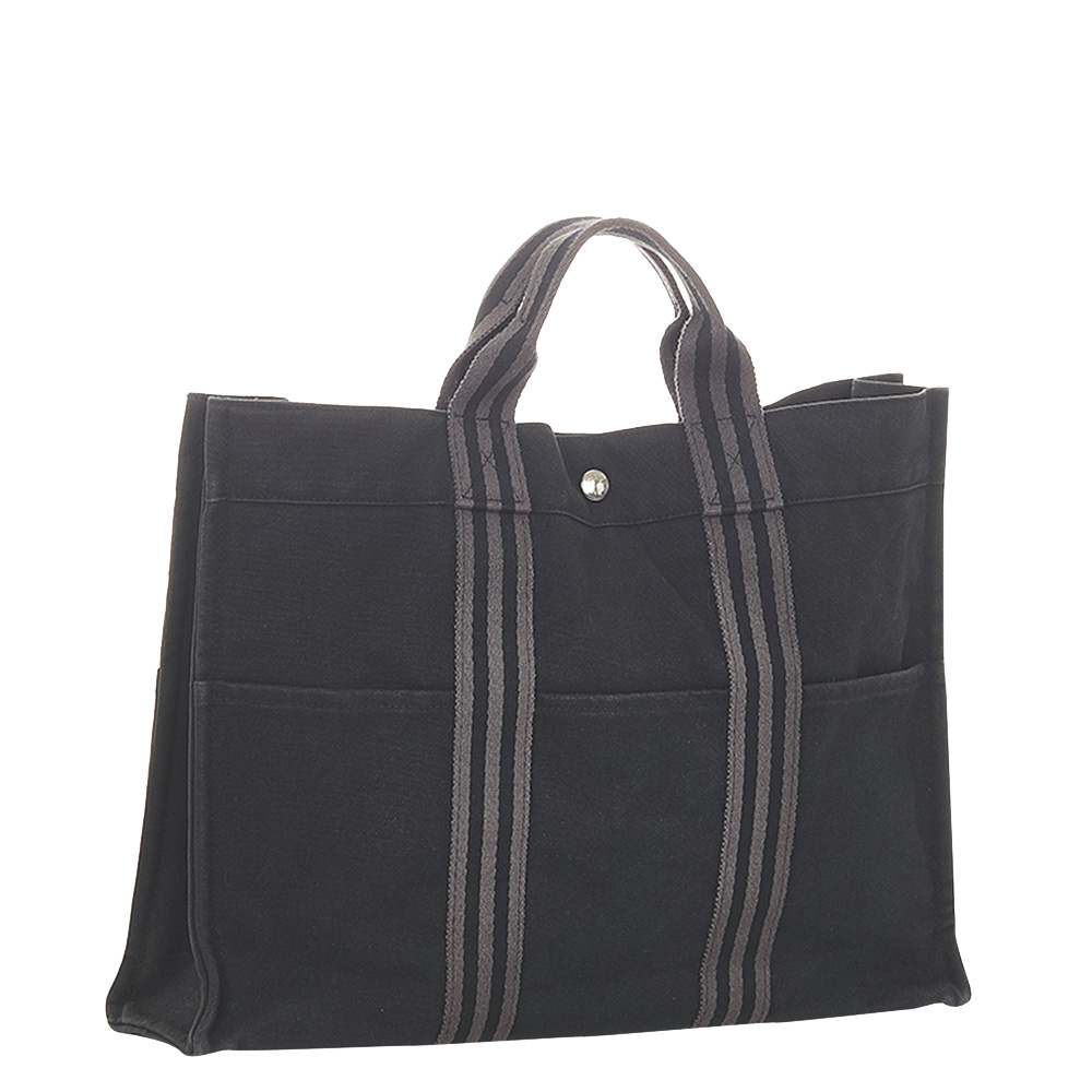 

Hermes Black Canvas Fourre Tout Tote Bag