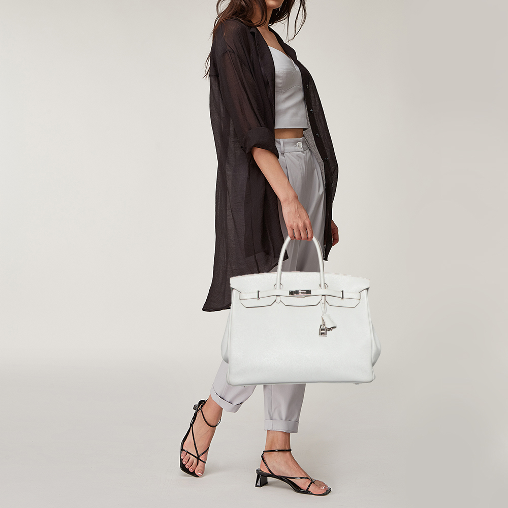 

Hermès Gris Perle Togo Leather Palladium Finished Birkin 40 Bag, Grey