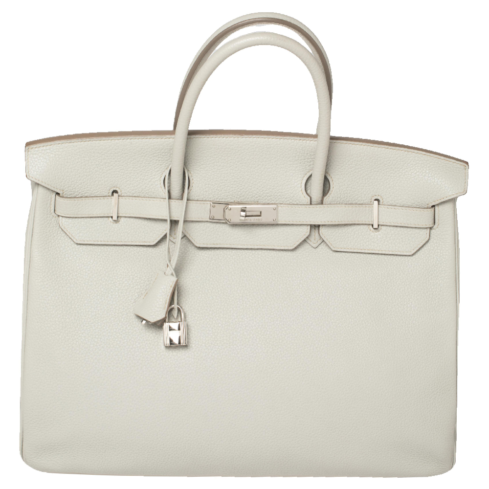 Click to view more detailed imagery on our partner's website Pre-owned Hermes Hermès Gris Perle Togo Leather Palladium Finished Birkin 40 Bag In Grey