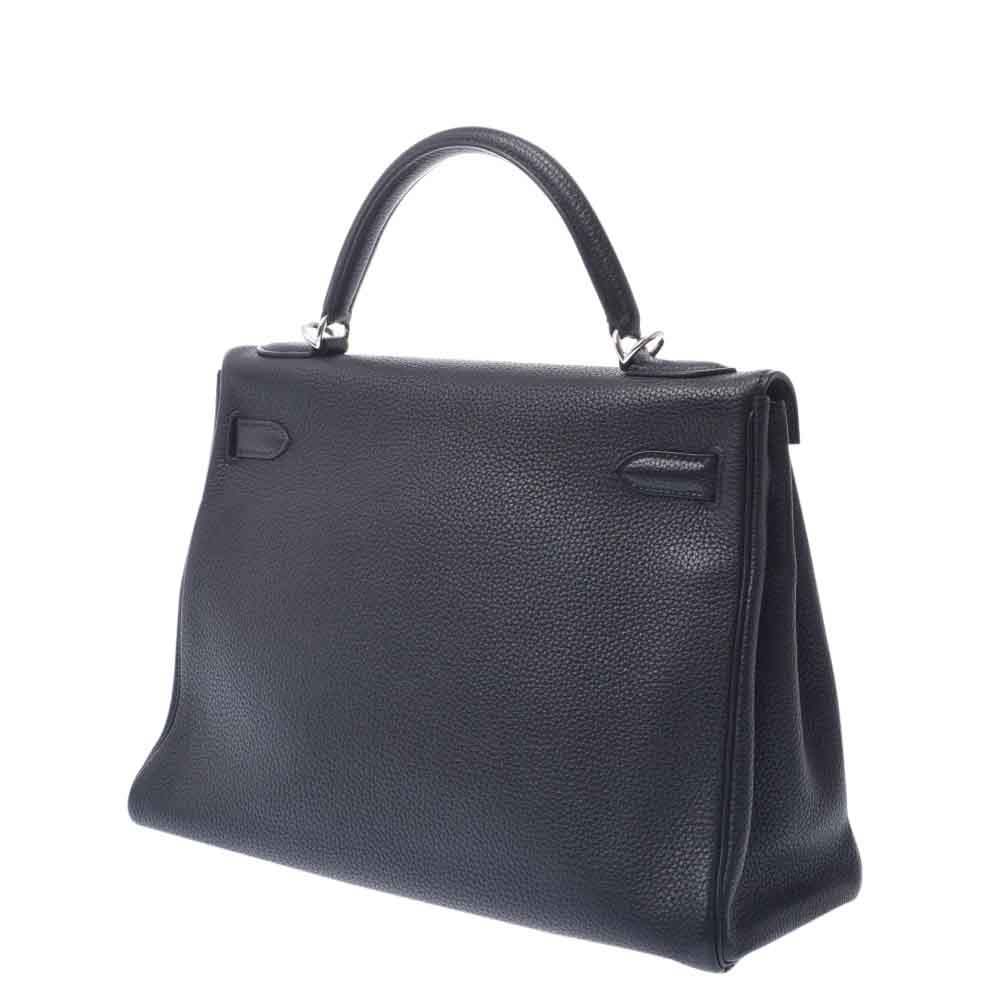 

Hermes Black Leather Palladium Hardware Kelly 32 Bag