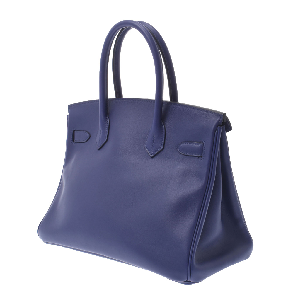 

Hermes Blue Swift Leather Palladium Hardware Tressage Birkin 30 Bag