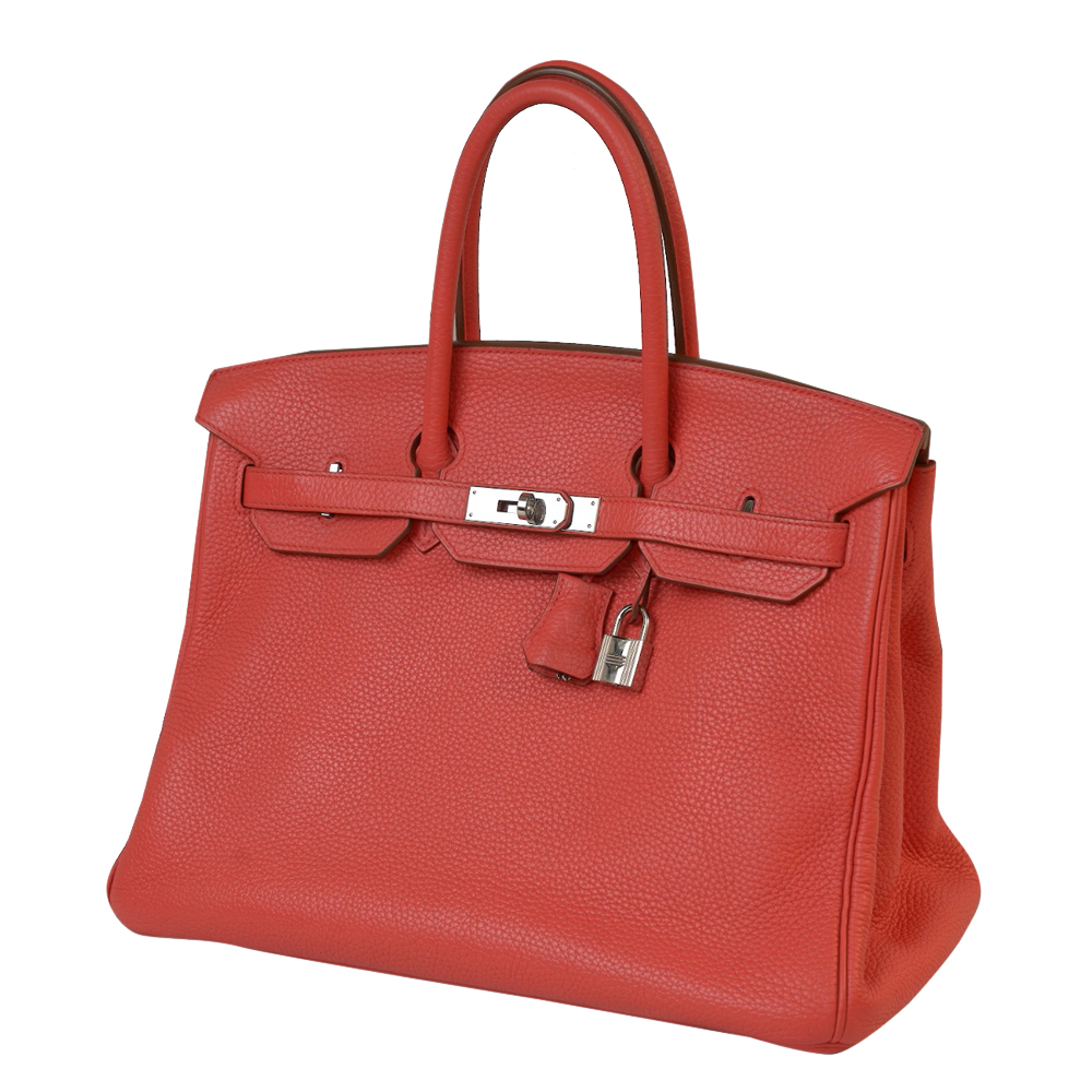 

Hermes Coral Togo Palladium Hardware Leather Birkin 35 Bag, Orange