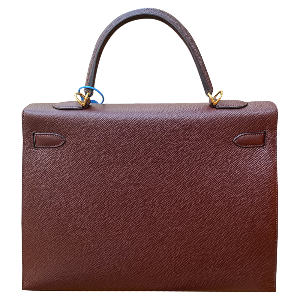 

Hermes Bordeaux Epsom Leather Gold Hardware Kelly Sellier 35 Bag, Burgundy
