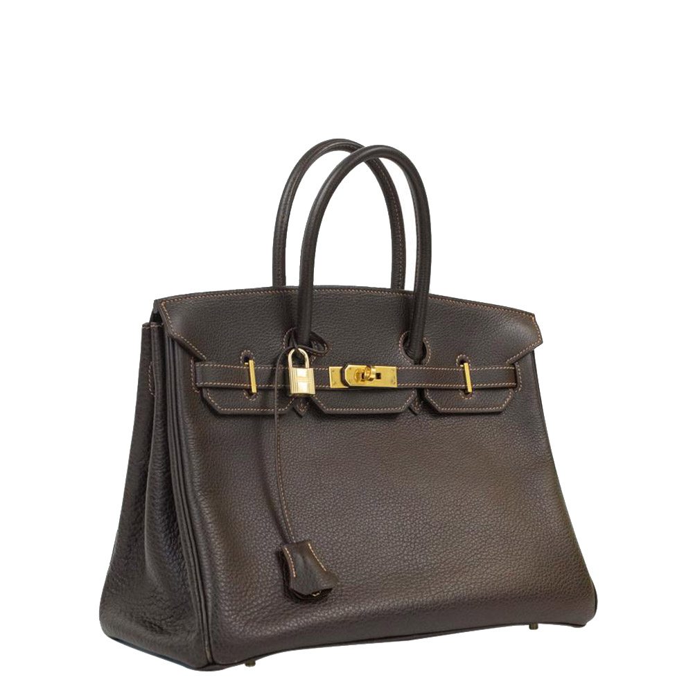 

Hermes Brown Togo Leather Gold Hardware Birkin 35 Bag