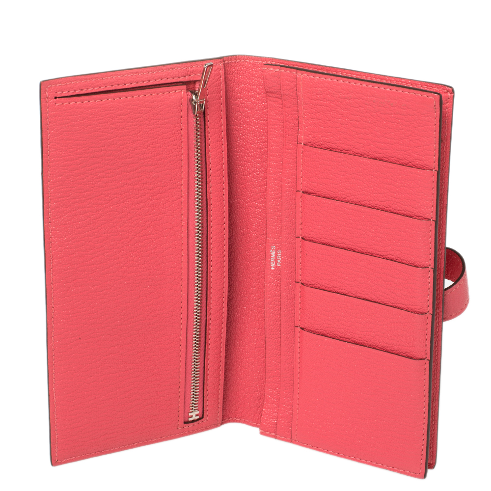 

Hermes Rose Azalee Chevre Mysore Bearn Wallet, Pink