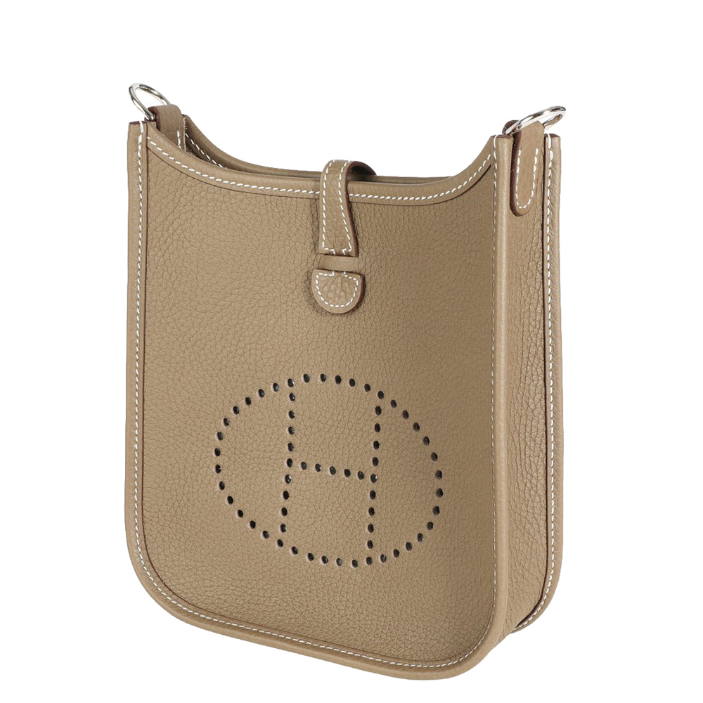 

Hermes Etoupe Clemence Leather Evelyne TPM Bag, Brown