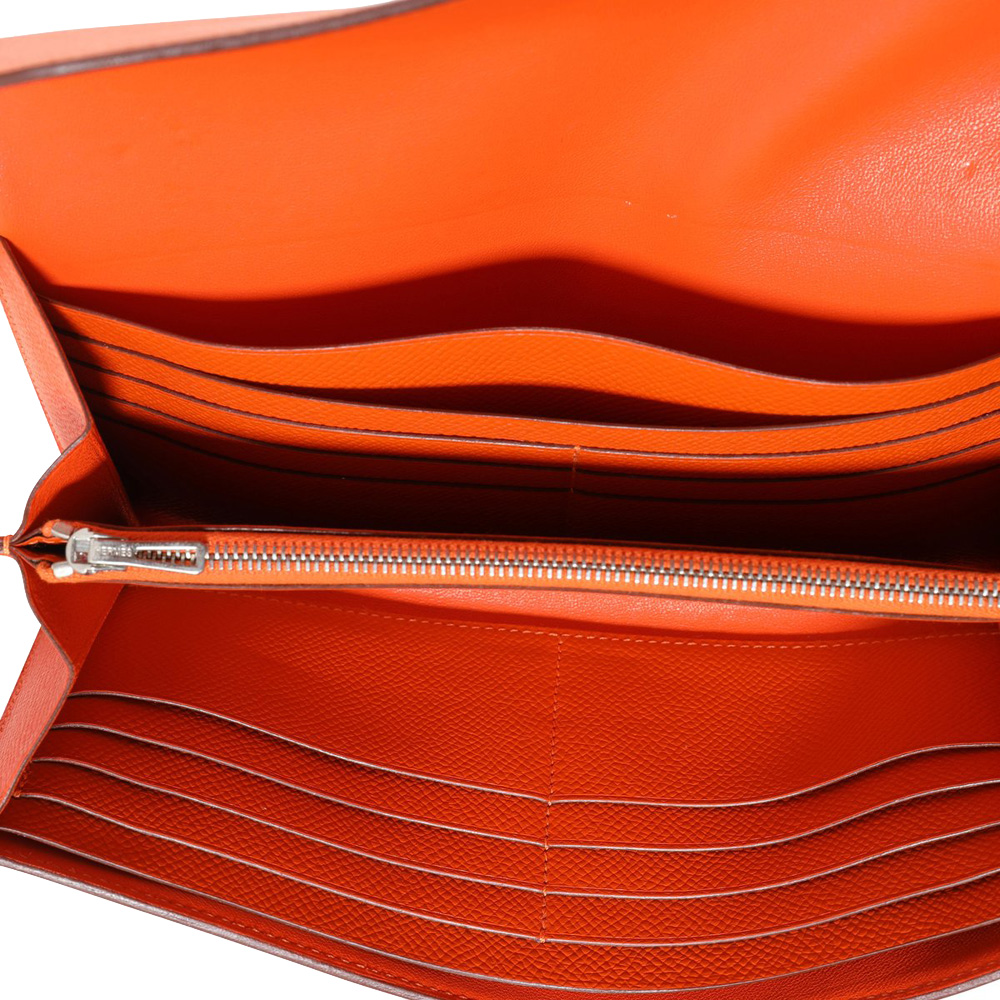 

Hermes Orange Epsom Leather Constance Long Wallet