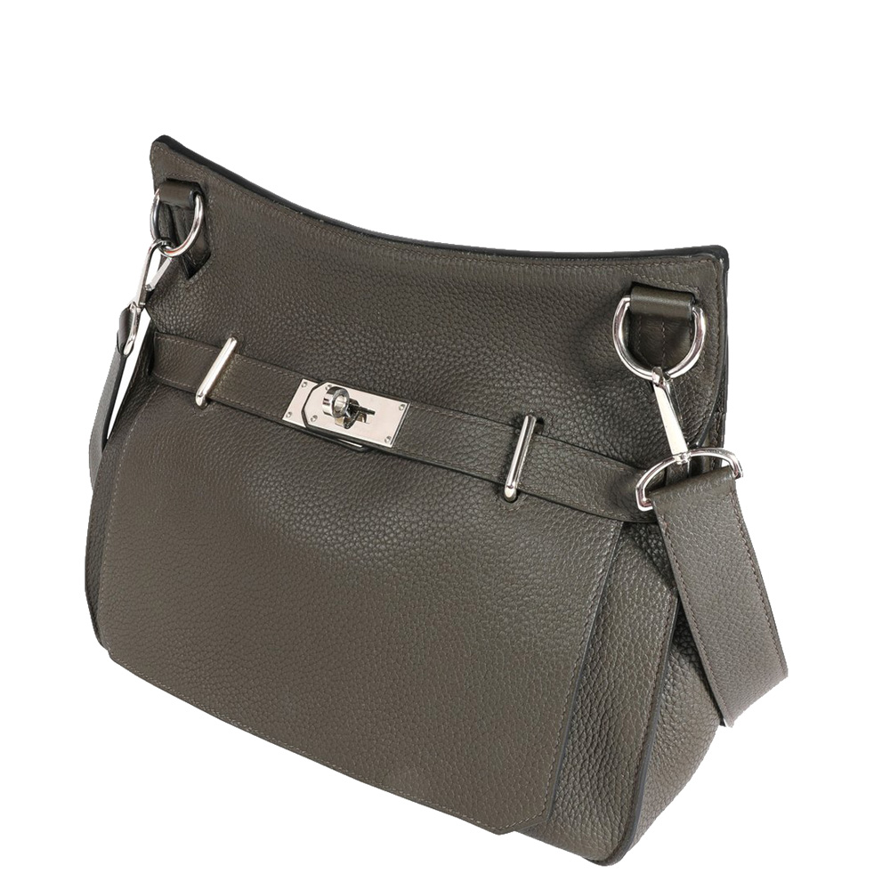 

Hermes Ebene Clemence Leather Jypsiere 34 Bag, Grey