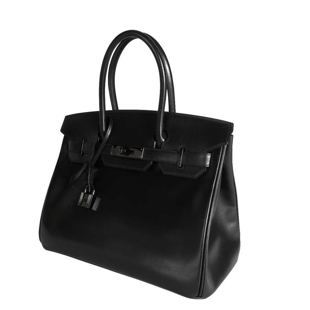 

Hermes Black Box Calf Leather Palladium Hardware Birkin 30 Bag