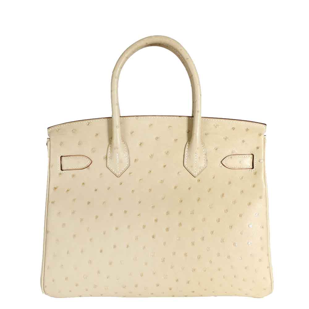 

Hermes White/Parchemin Ostrich Leather Gold Hardware Birkin 30 Bag, Multicolor