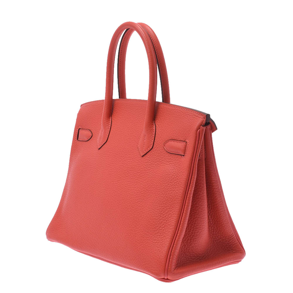 

Hermes Red Clemence Leather Palladium Hardware Birkin 30 Bag