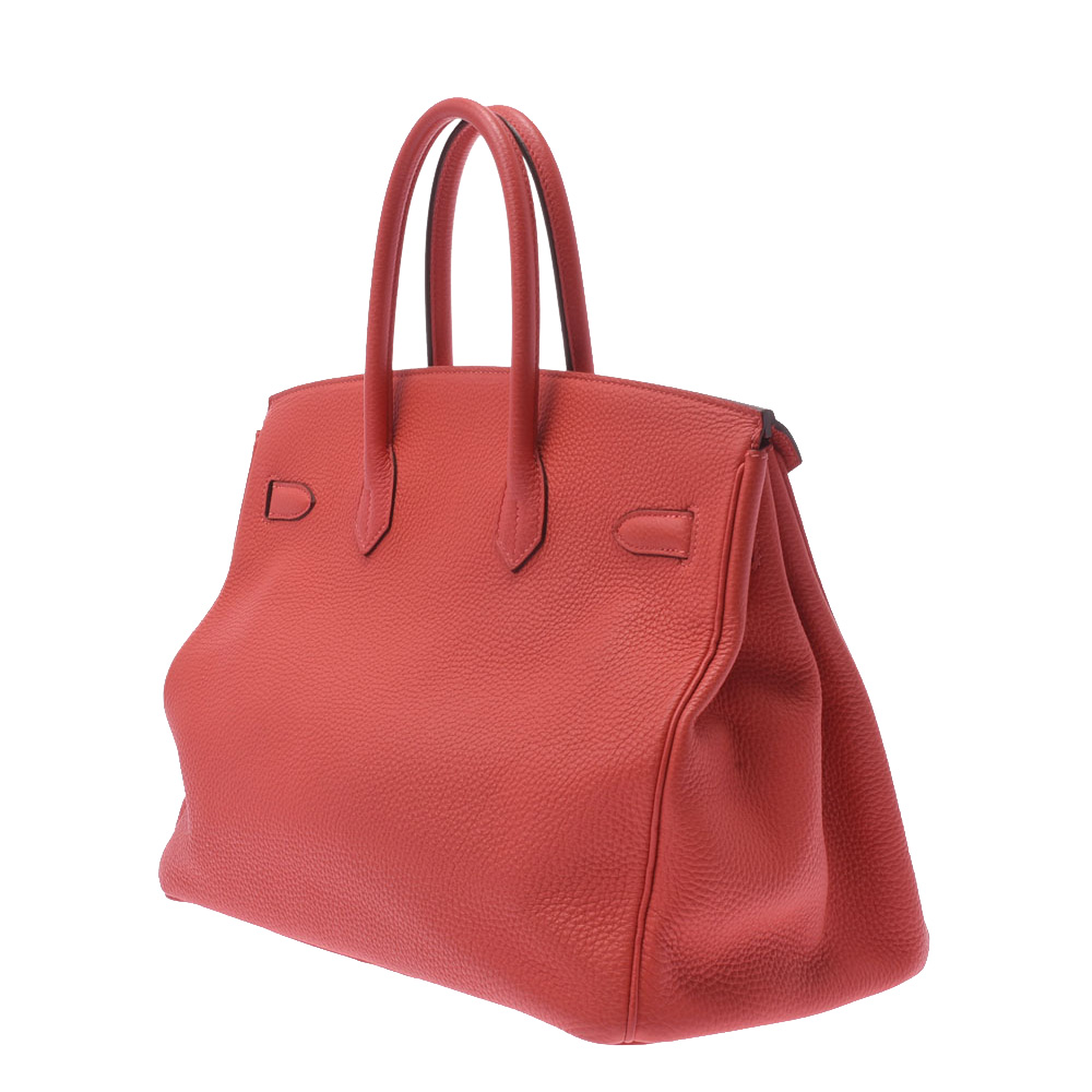 

Hermes Rose Taurillon Clemence Leather Palladium Hardware Birkin (2014) 35 Bag, Red
