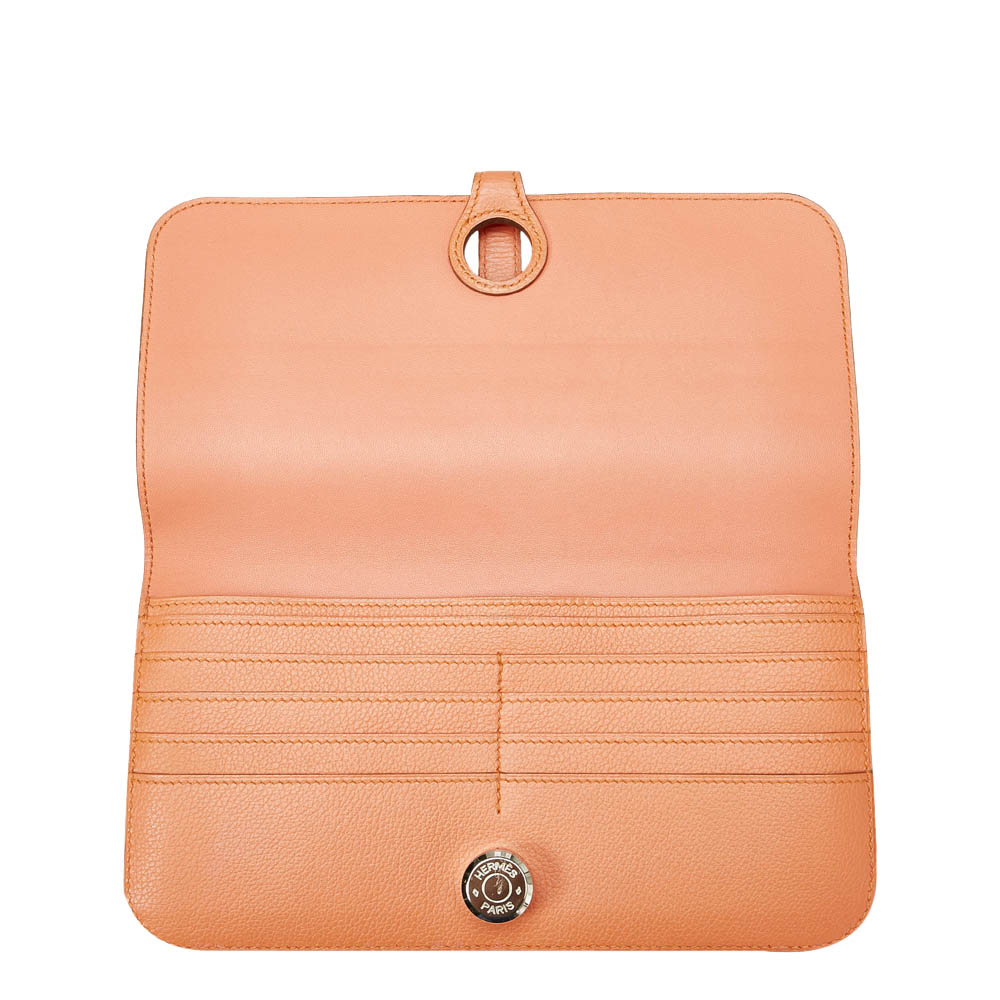 

Hermes Orange Leather Dogon Wallet