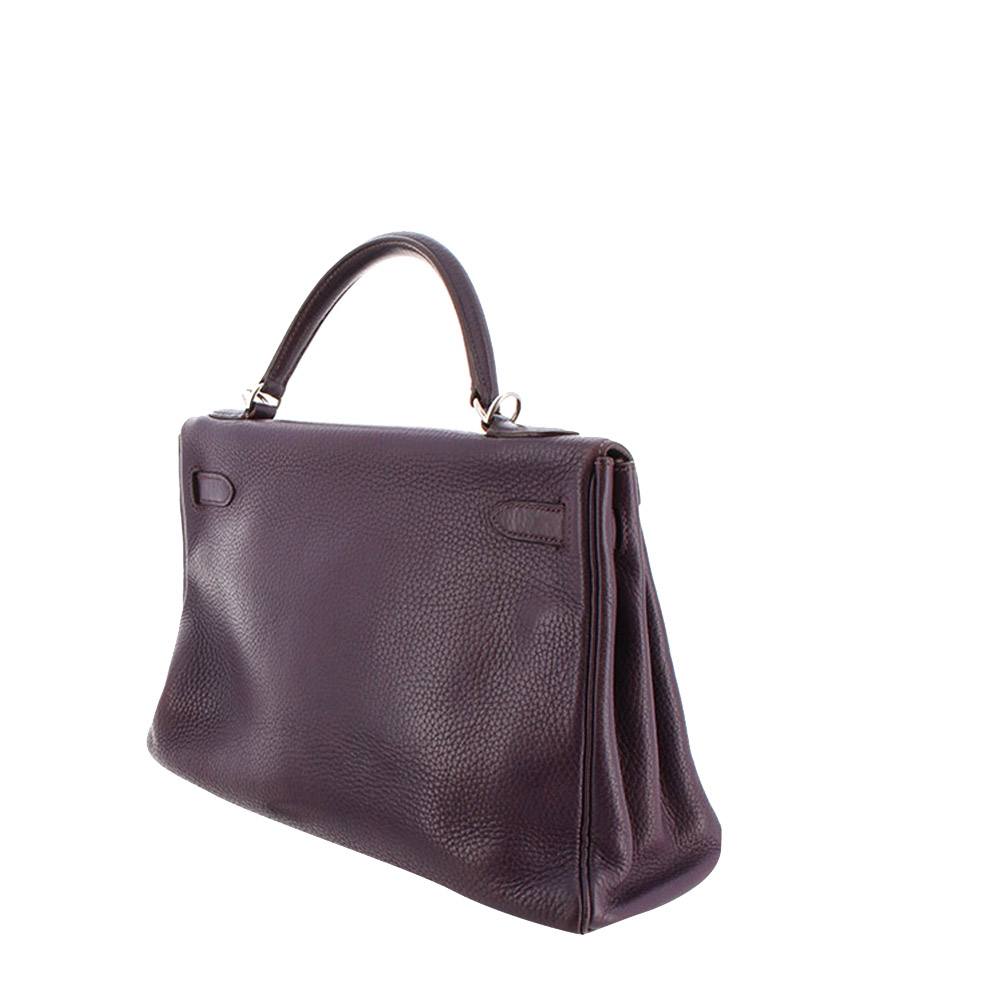 

Hermes Purple Clemence Leather Palladium Hardware Kelly Retourne 32 Bag