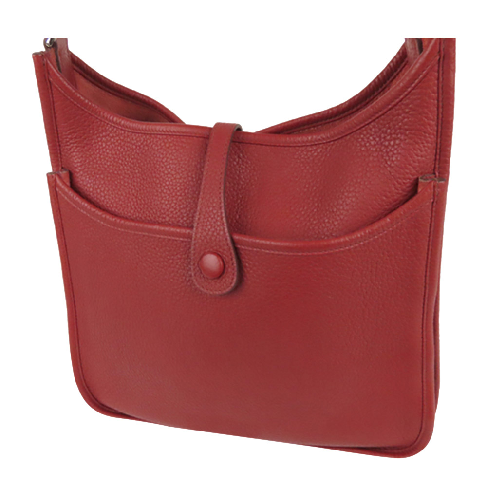 

Hermes Red Clemence Leather Evelyne III PM Crossbody Bag