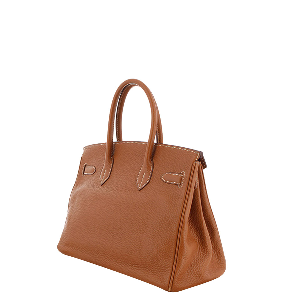 

Hermes Brown Taurillon Clemence Leather Gold Hardware Birkin 30 Bag
